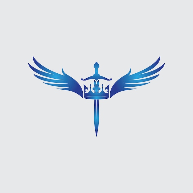 Espada con alas y rey imagen vectorial