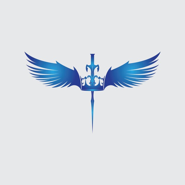 Espada con alas y rey imagen vectorial