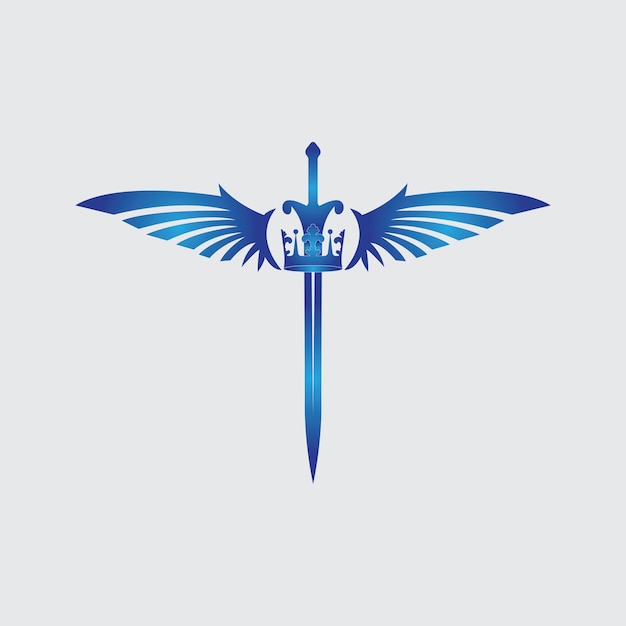 Espada con alas y rey imagen vectorial