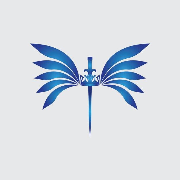 Espada con alas y rey imagen vectorial