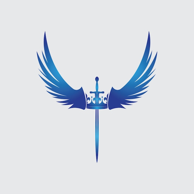 Espada con alas y rey imagen vectorial