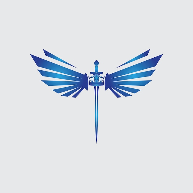 Espada con alas y rey imagen vectorial