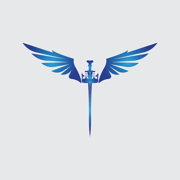 Espada con alas y rey imagen vectorial