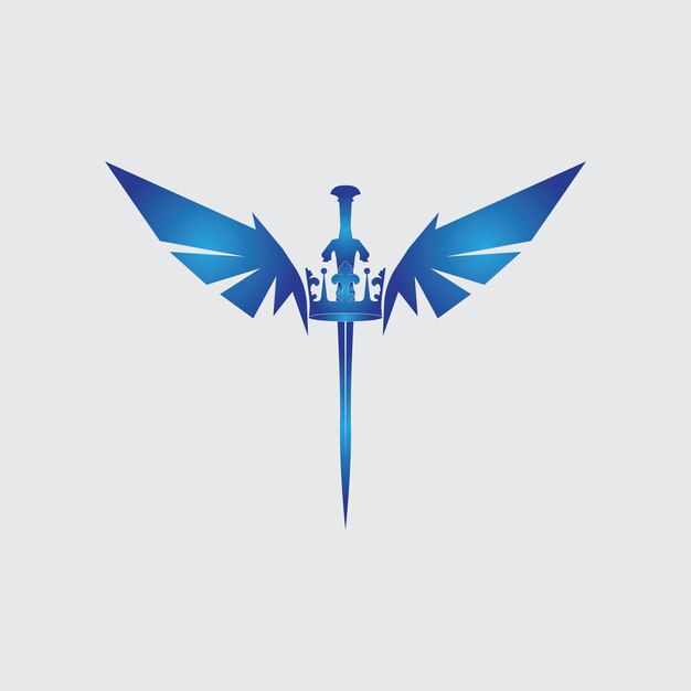 Espada con alas y rey imagen vectorial