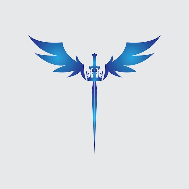 Espada con alas y rey imagen vectorial