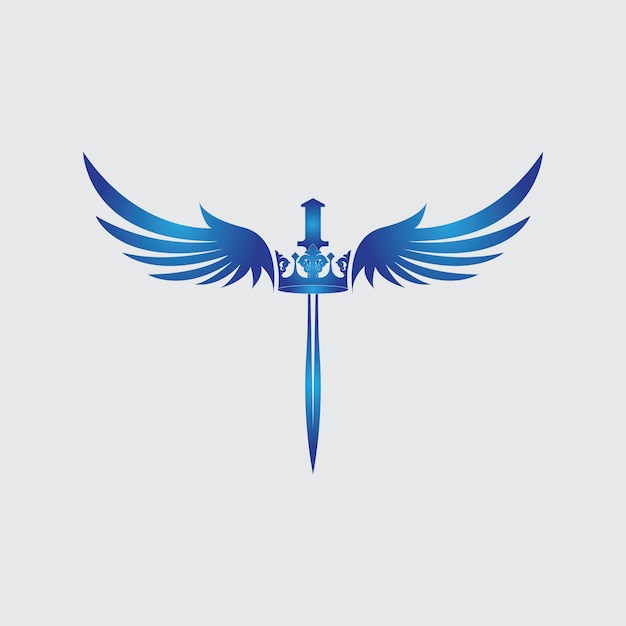 Espada con alas y rey imagen vectorial