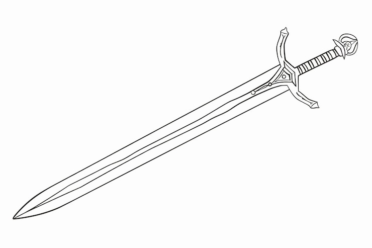 Vector espada ancha aislada en el vector
