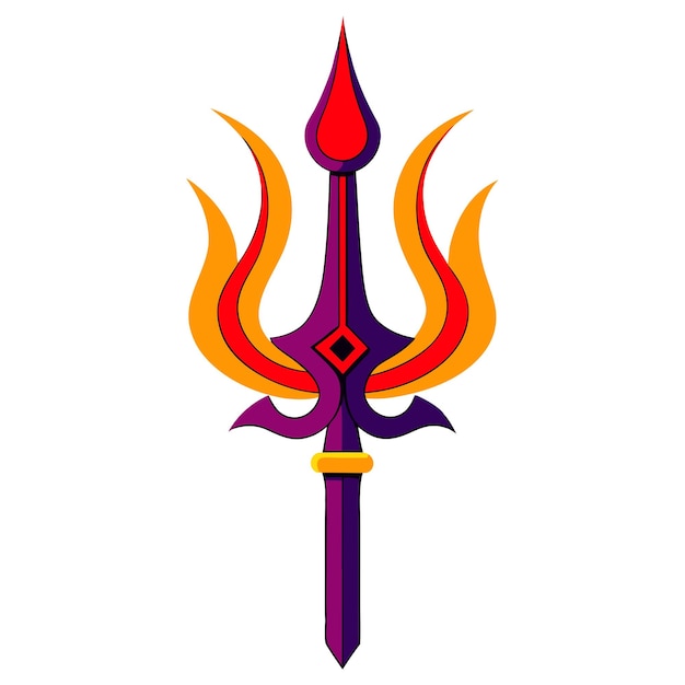 una espada de colores con una llama en ella