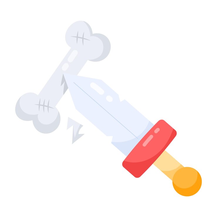 Vector una espada de dibujos animados con un mango rojo y un mango amarillo.
