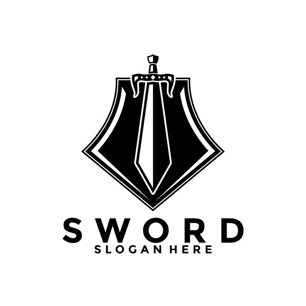 Espada y escudo plantilla de vector de logotipo perfecto Diseño de icono de logotipo de espada