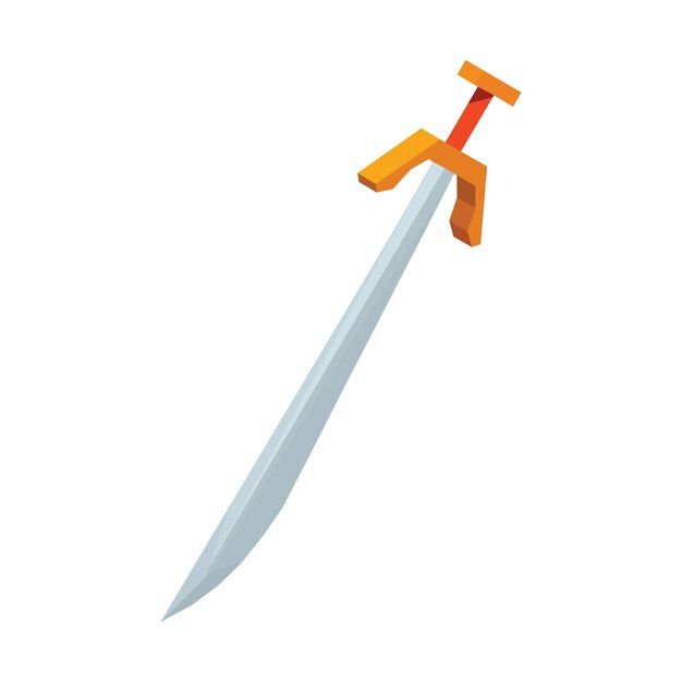 espada de juego de dibujos animados, espada de dibujos animados para juego sobre fondo blanco, ilustración vectorial
