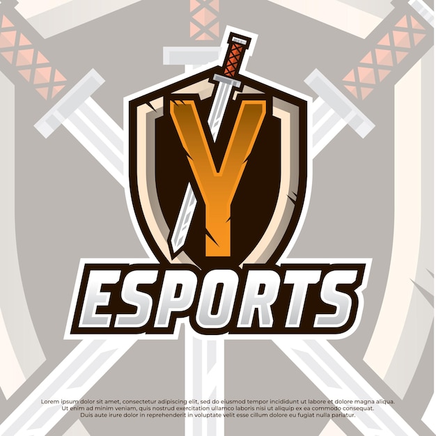 Espada con letra Y Esport logo ilustración Escudo y espadas insignia sport logo design