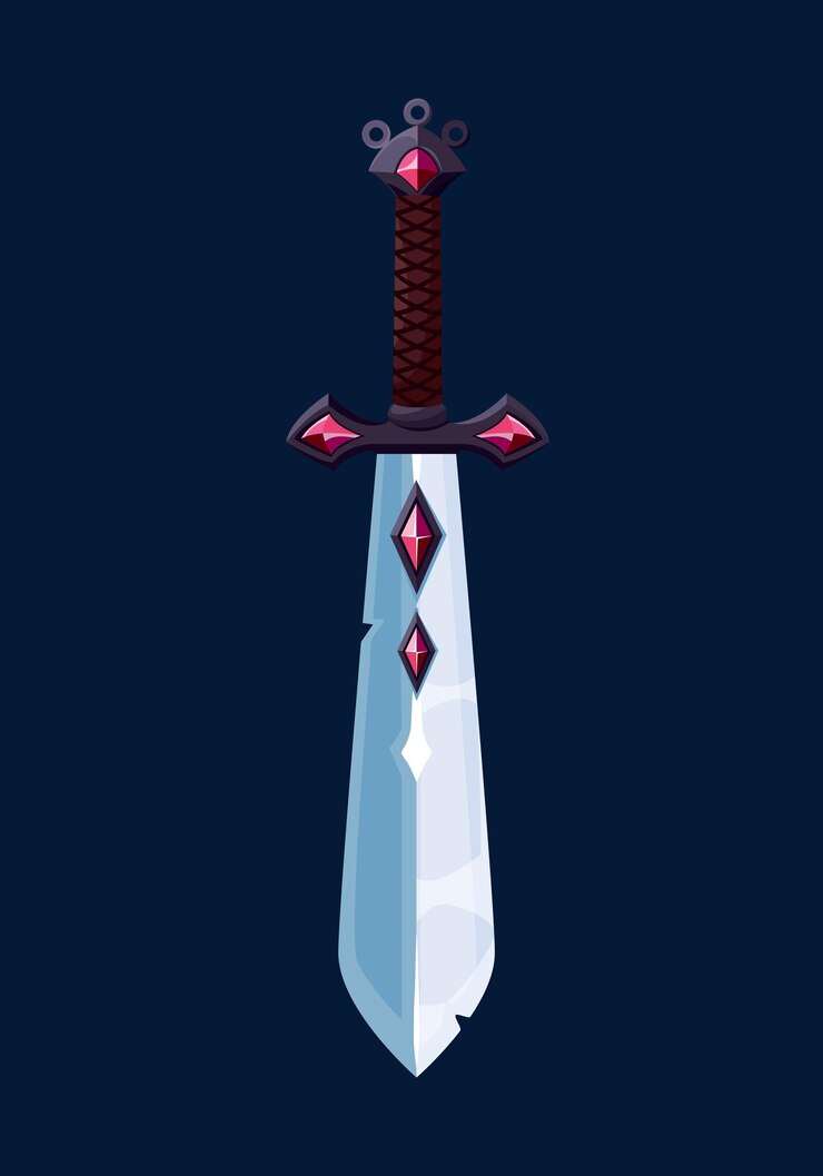 Vector espada mágica del mago de dibujos animados, juego ui o gui