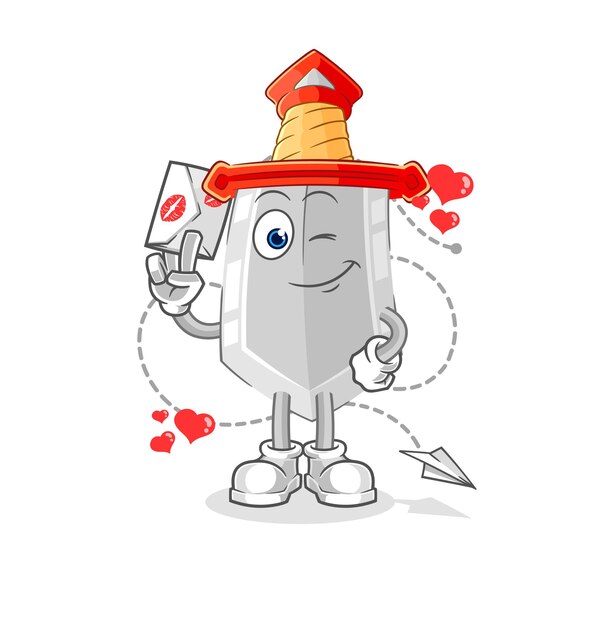 Espada mantenga vector de caracteres de ilustración de carta de amor