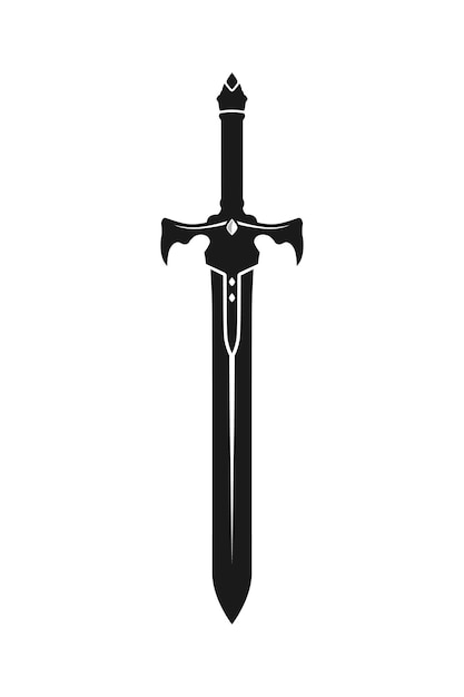 Espada medieval caballero wariror blade silueta logotipo diseño vector