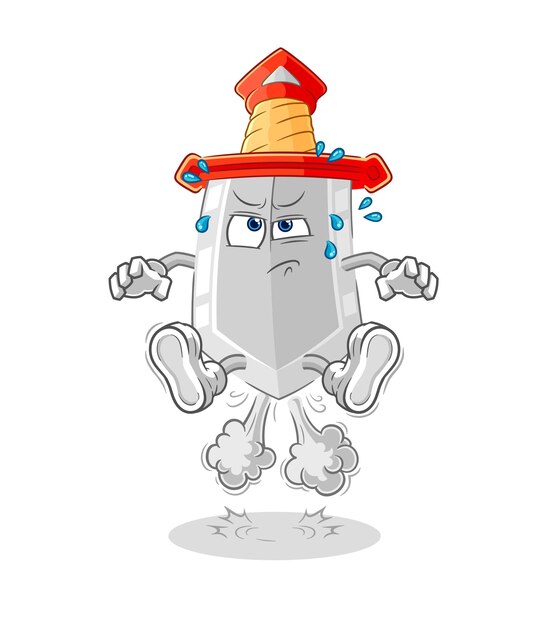 Espada pedo saltando ilustración vector de caracteres