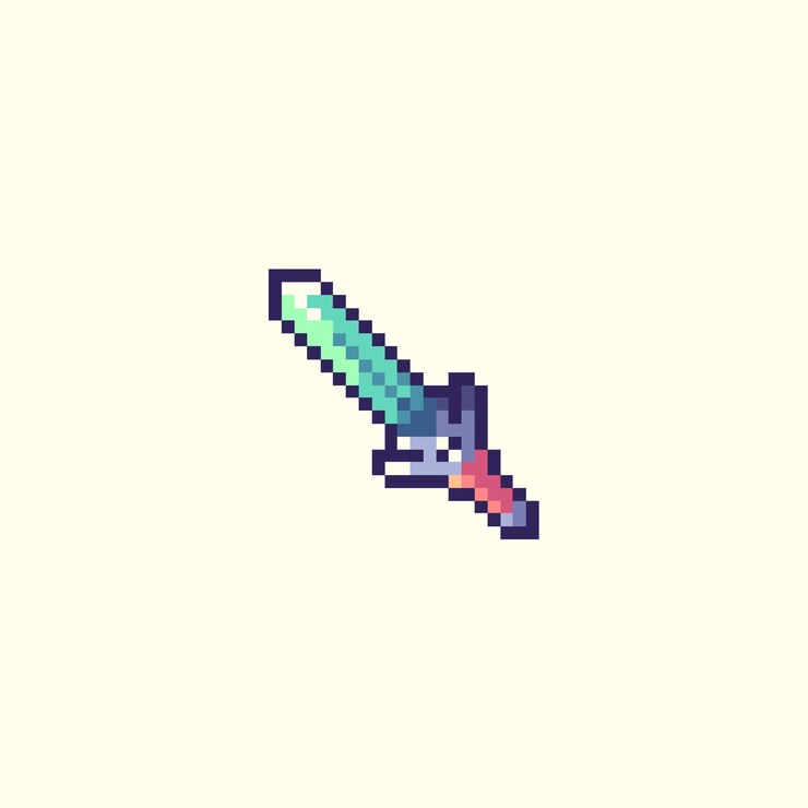Vector espada de pixel art para el activo del juego