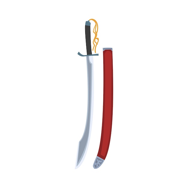 Espada con vaina Ilustración vectorial de armas de Asia Central de los antiguos mongoles