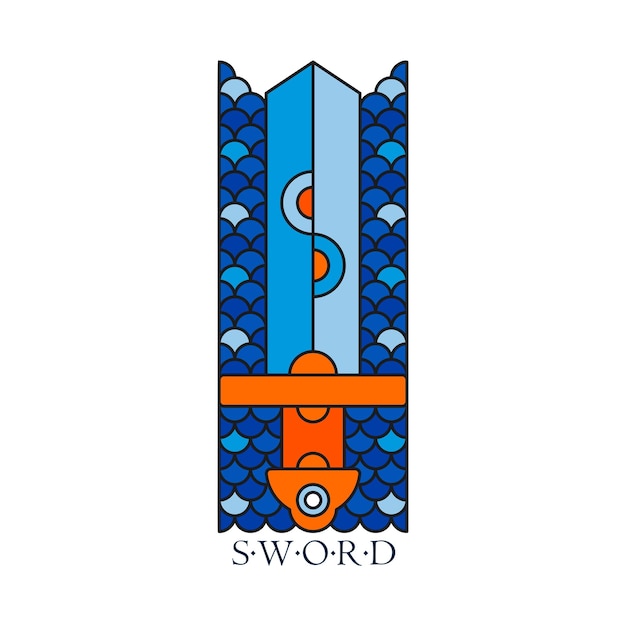 Espada vikinga y cota de malla emblema de batalla de fantasía del norte