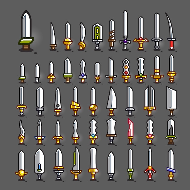 Vector espadas para crear videojuegos.