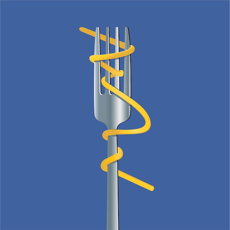 Vector espagueti en el tenedor