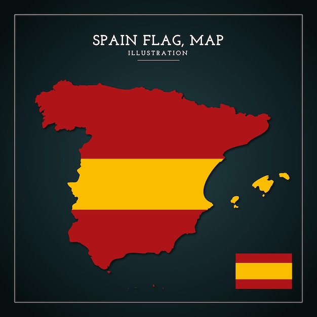 Vector españa bandera mapa vector ilustración