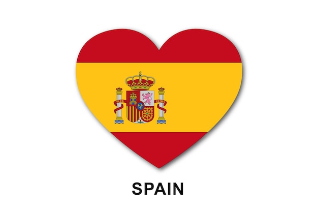 España corazón banderas planas
