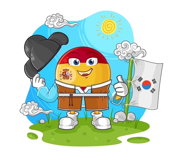 España cultura coreana vector personaje de dibujos animados