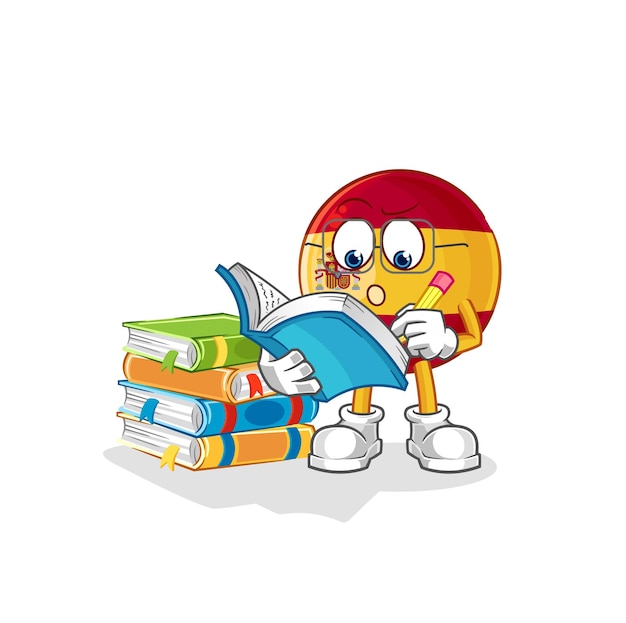 españa, estudiar, mascota, caricatura, vector