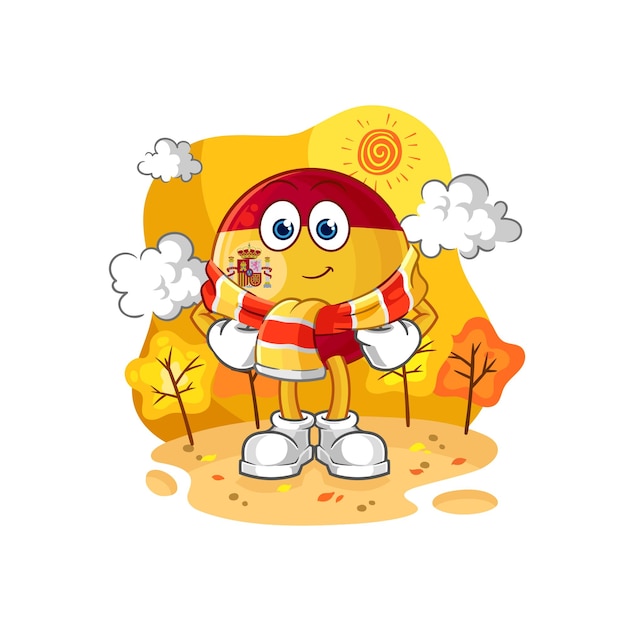 españa, en, el, otoño, caricatura, mascota, vector
