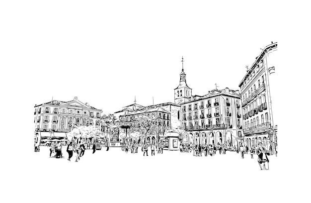 España segovia ilustración dibujada a mano en vector