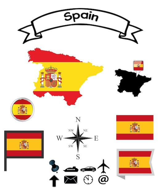 Vector españa set colección banderas oficiales