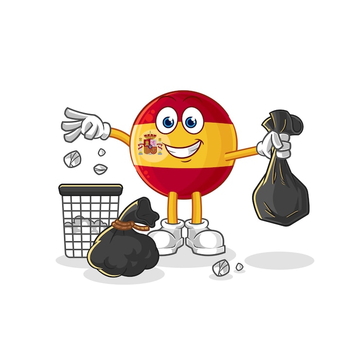 Vector españa tirar basura mascota vector de dibujos animados