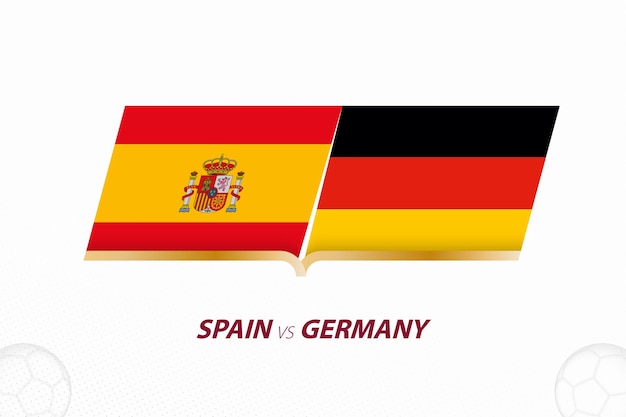 España vs Alemania en el Grupo de Competencia de Fútbol A Versus icono en el fondo de Fútbol