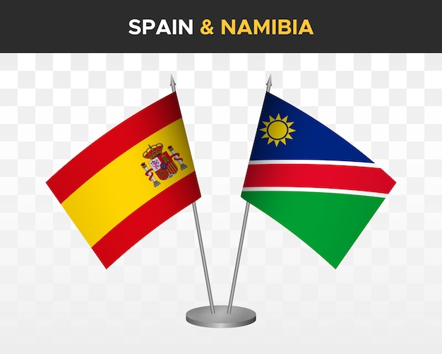 España vs namibia escritorio banderas maqueta aislado 3d vector ilustración Bandera de españa