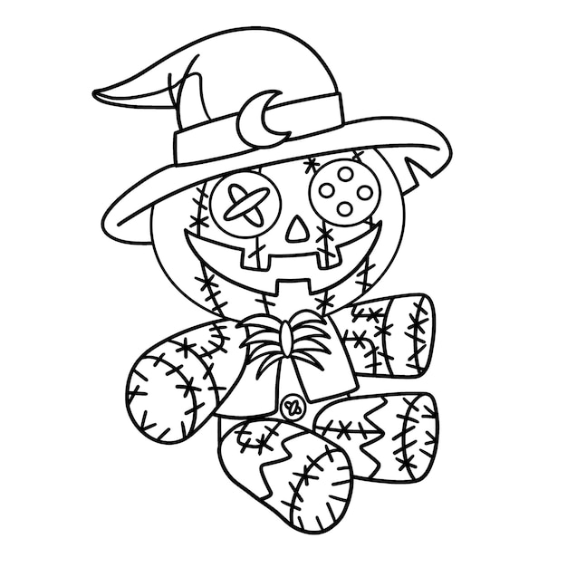 Espantapájaros Halloween Aislado Página Para Colorear