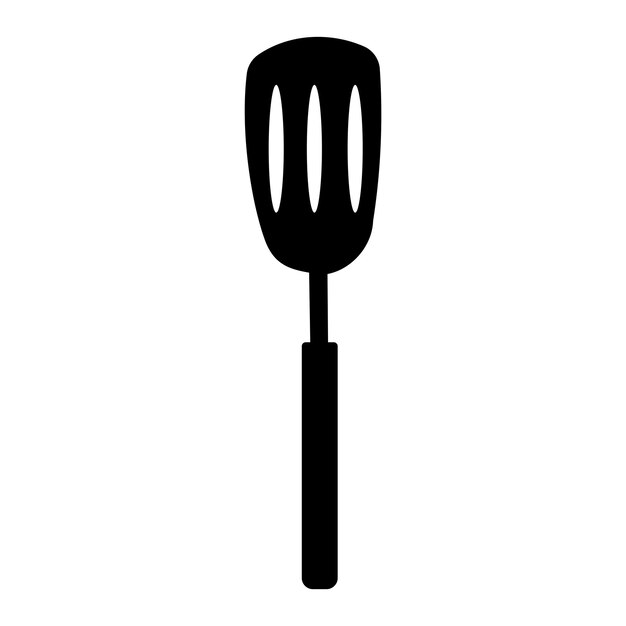 Espátula de cocina con ranuras para freír, cocina negra y blanca