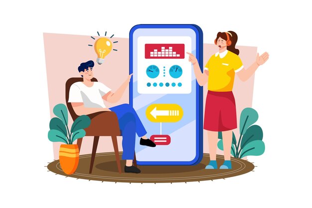 Especialista en capacitación que brinda capacitación a los clientes sobre el uso y las características del producto