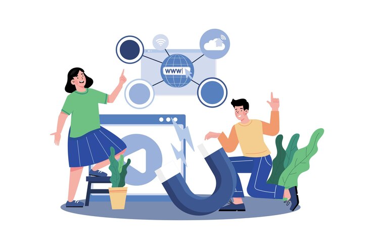Vector los especialistas en marketing digital se especializan en plataformas de publicidad en línea.