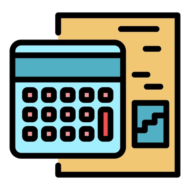Especialización en cálculos icono Concepto de experiencia en cálculos color icono vectorial plano aislado