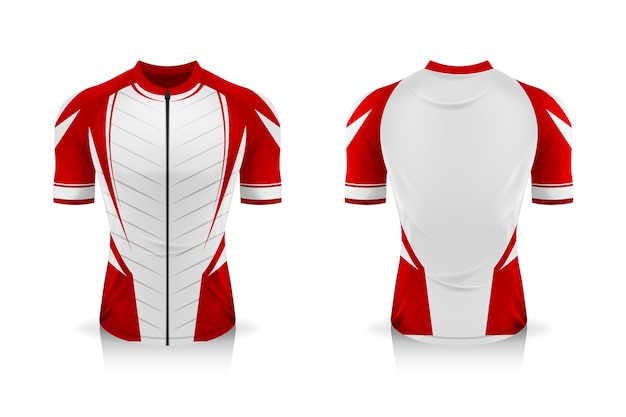 Especificación plantilla de maillot de ciclismo. maqueta camiseta deportiva uniforme de cuello redondo