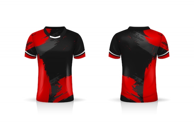 Especificación soccer sport, esport gaming t shirt jersey template. uniforme ilustración