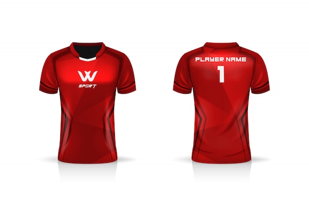 Especificación soccer sport, esport gaming t shirt jersey template.