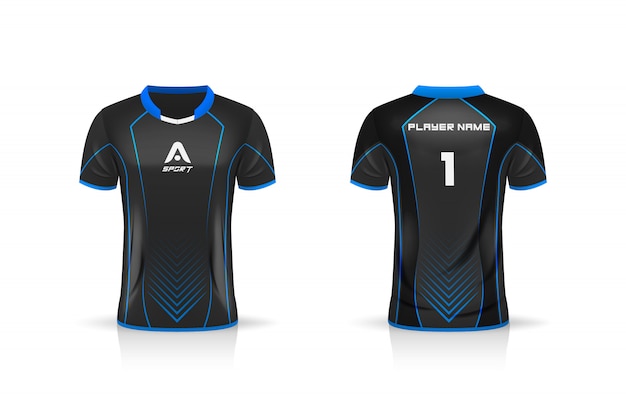 Vector especificación soccer sport, esports gaming t shirt jersey plantilla. uniforme