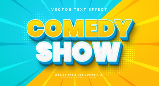 Espectáculo de comedia efecto de texto vectorial editable con estilo cómico de dibujos animados