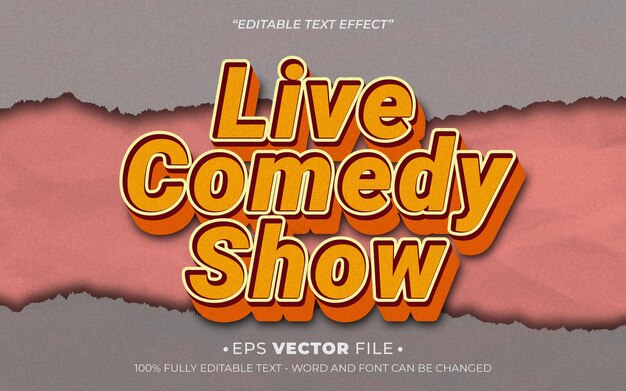 Espectáculo de comedia en vivo efecto de texto 3D vector editable