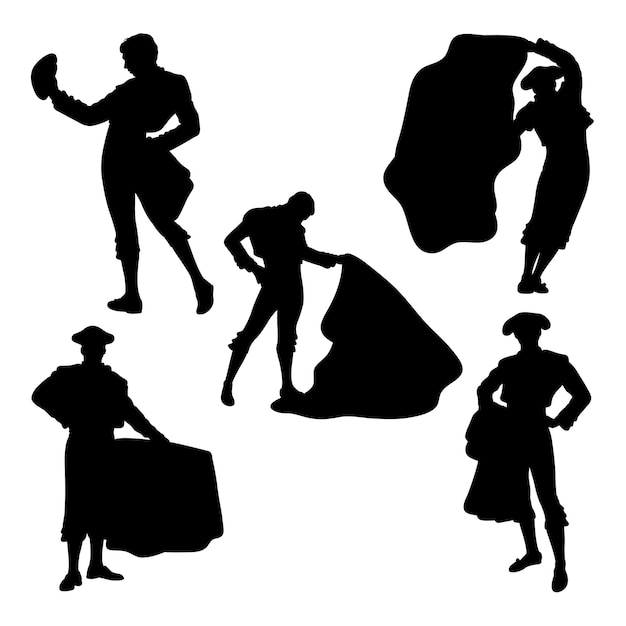 Vector espectáculo de matador siluetas