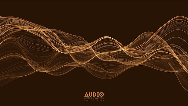 Espectro de onda de audio de eco 3d vectorial Gráfico de oscilación de ondas de música abstracta Visualización de onda de sonido futurista Patrón de impulso brillante naranja Muestra de tecnología de música sintética