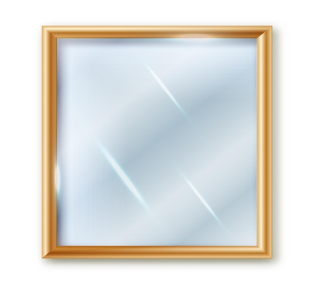 Espejo cuadrado aislado marco de espejo cuadrado realista plantilla de espejos blancos superficie de vidrio reflectante