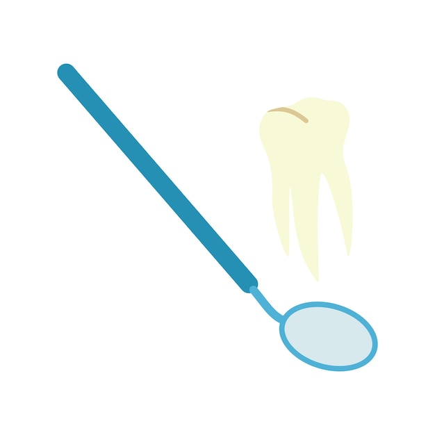 Espejo dental y dientes ilustración diseño plano vector ilustración